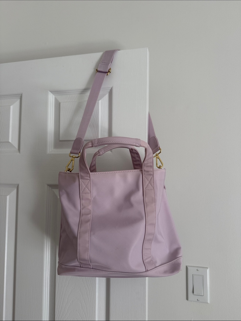 Stoney clover lane light lavender tote bag with gold hardware